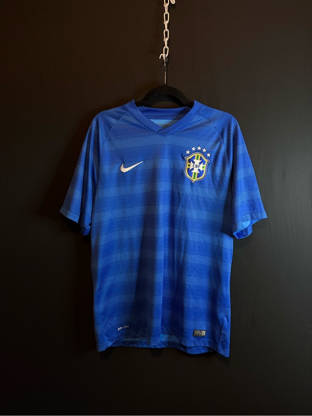 Nike Brazil 2014 World Cup Away Soccer Jersey Blue CBF Size Large